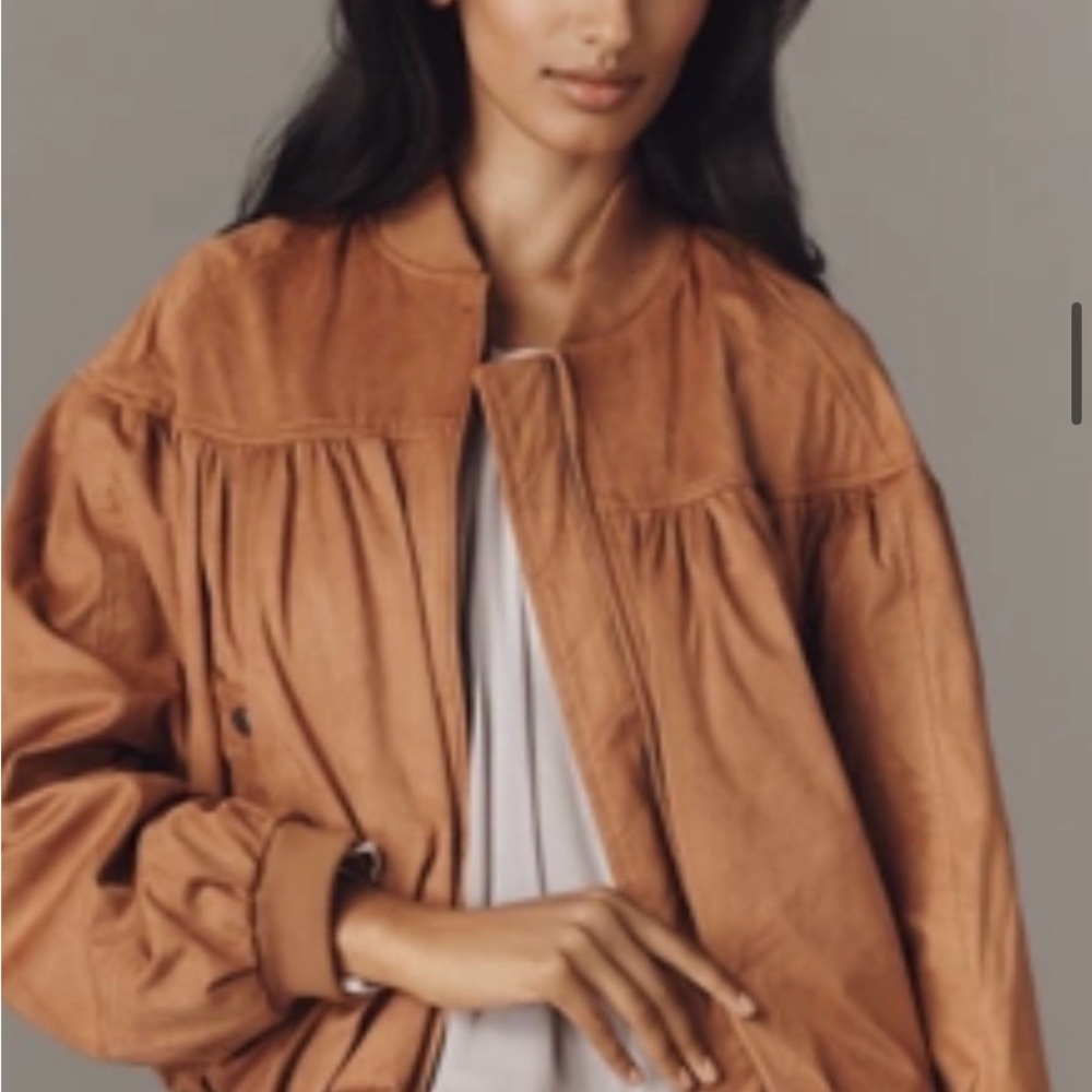 Anthropologie Women's bubble Brown Bomber Jacket